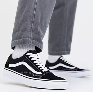 Vans Old Skool Suede and Canvas Skate Shoes Black Leather Sneakers